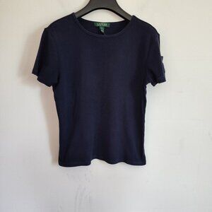 Ladies SZ S Lauren Ralph Lauren Navy Short-Sleeve T-Shirt